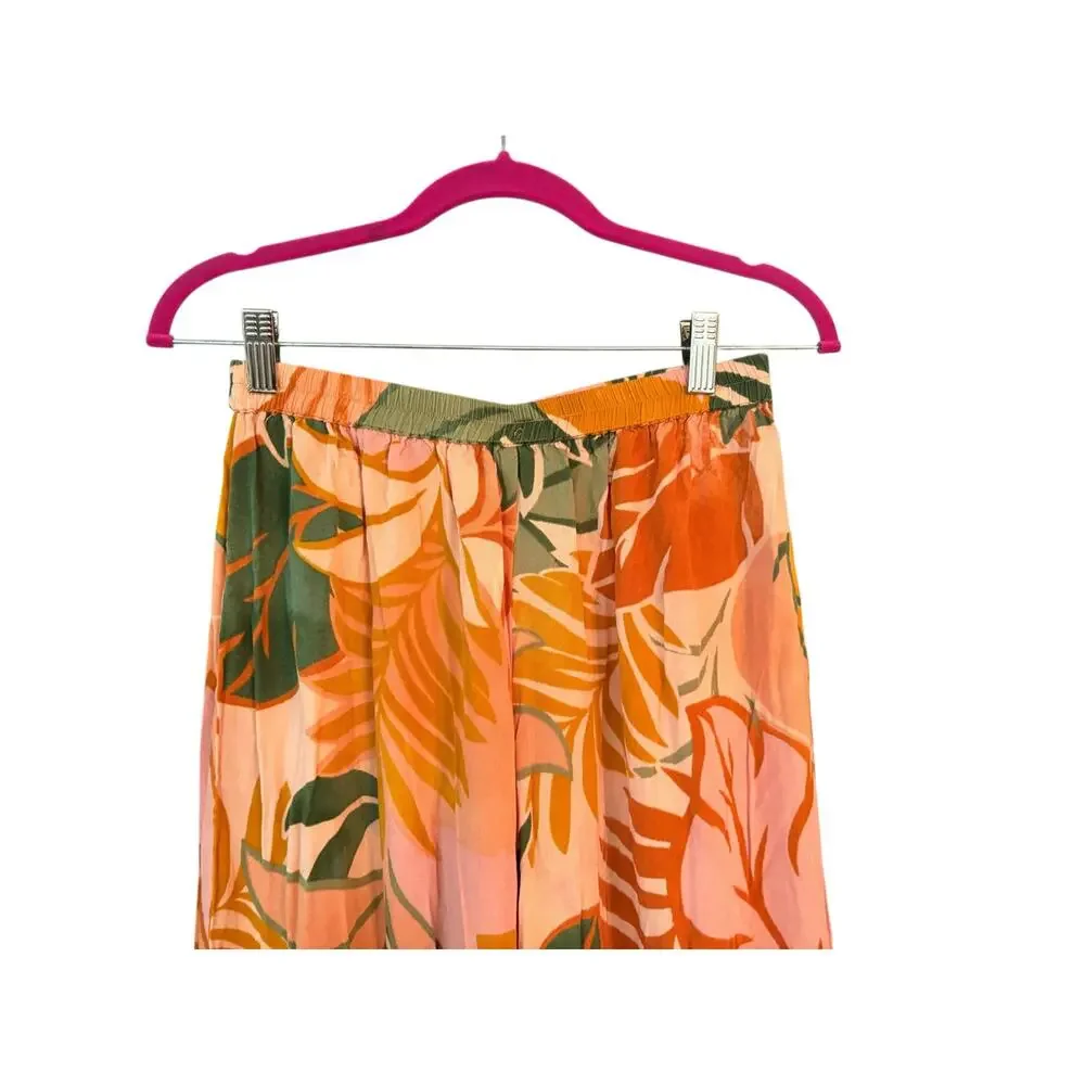 True Destinations Wide Leg Pants L Botanical Jungle Print Whimsical Resortwear - Picture 3 of 9
